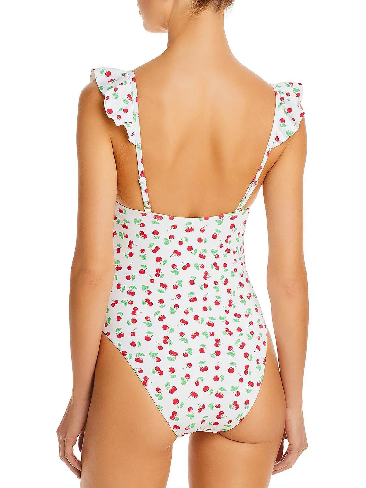Aqua Sizewim Womens Maillot Sizequare Neck Ruffled One-Piece Sizewimsuit