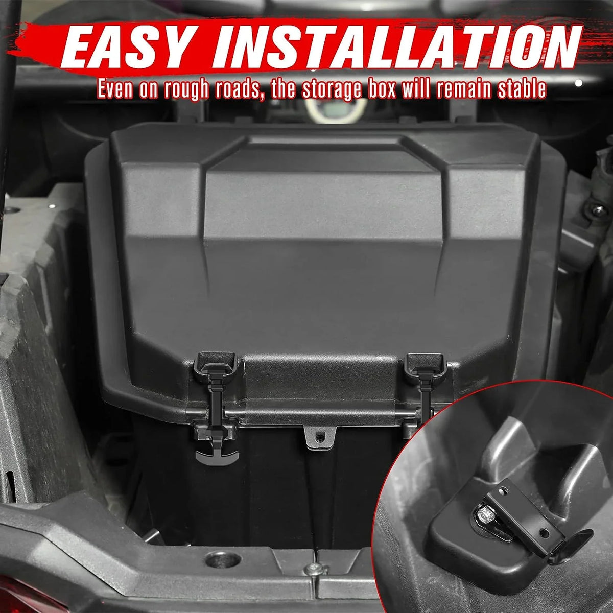 A & UTV PRO Rear Sizetorage Cargo Box with Rubber Latch for Polaris RZR