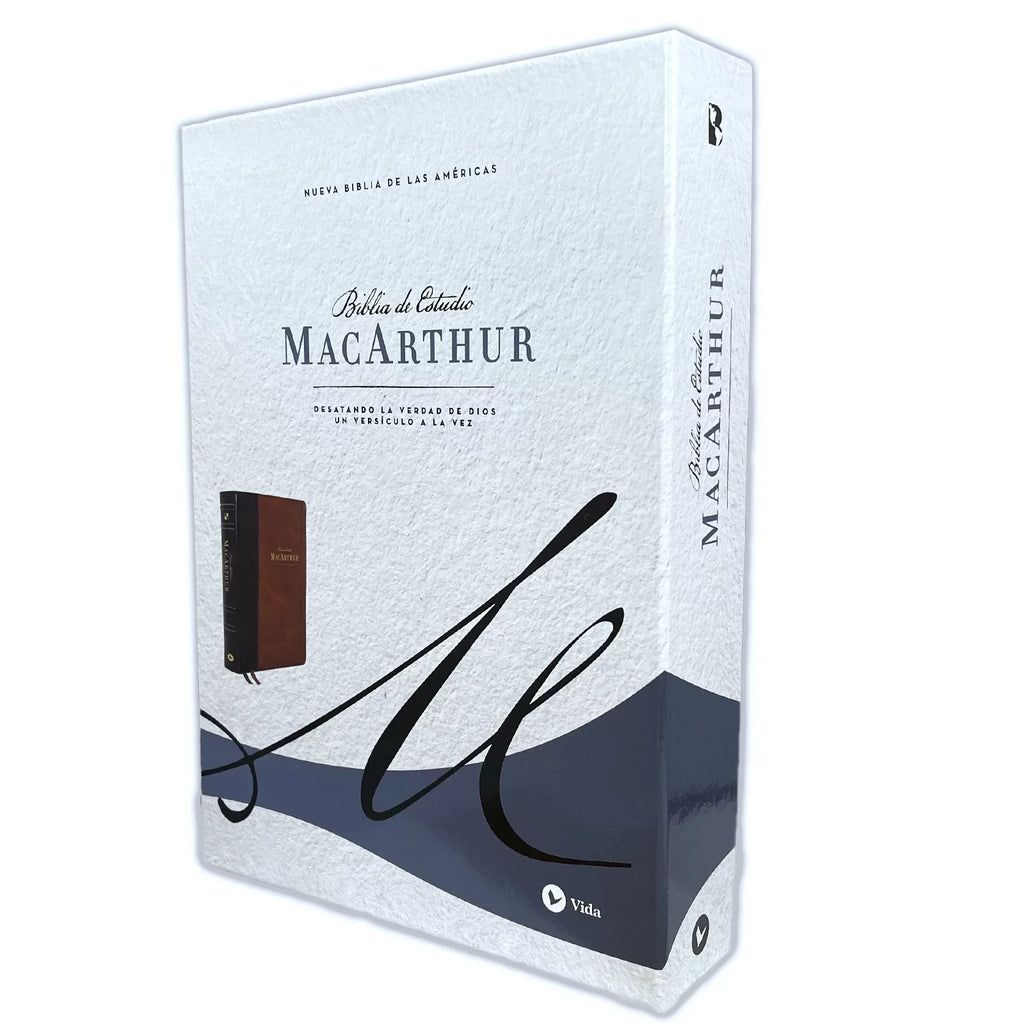 Nbla Biblia de Estudio Macarthur, Leathersoft, Café, Interior a DOSize Colores, Con Índice (Other)