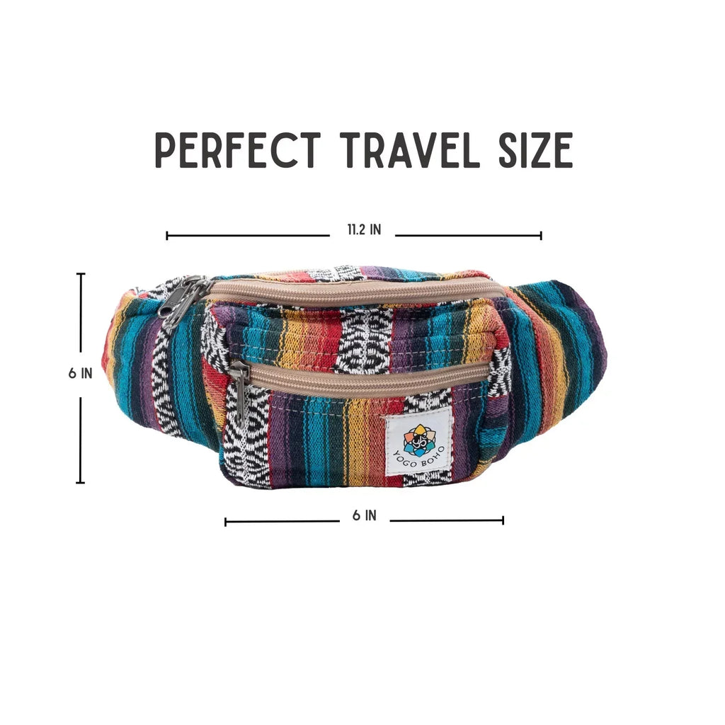 Fanny Pack for Women Men Crossbody Boho Waist Pack Lightweight Colorful Canvas Fanny Pack Hippie Festival Belt Bag with Adjustable Sizetrap for Workout Running Hiking