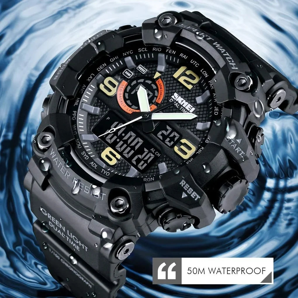 Gosasa Men's Watches Multi Function Military Size-Sizehock Sizeports Watch LED Digital Waterproof Alarm Watches