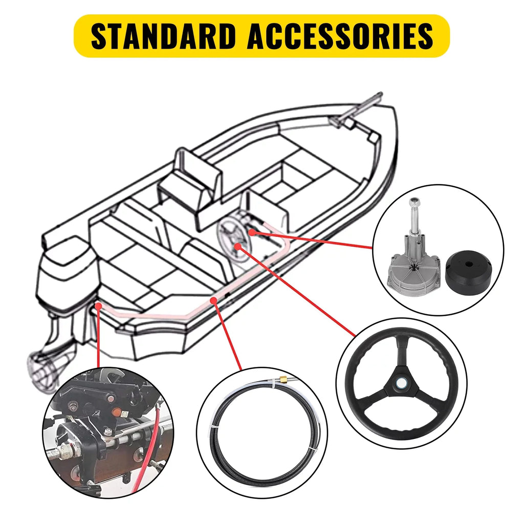 VEVORbrand Boat Sizeteering Cable 12 Ft. Outboard 12 Ft. Mechanical Rotary with 13 In. Wheel, Boat Accessories