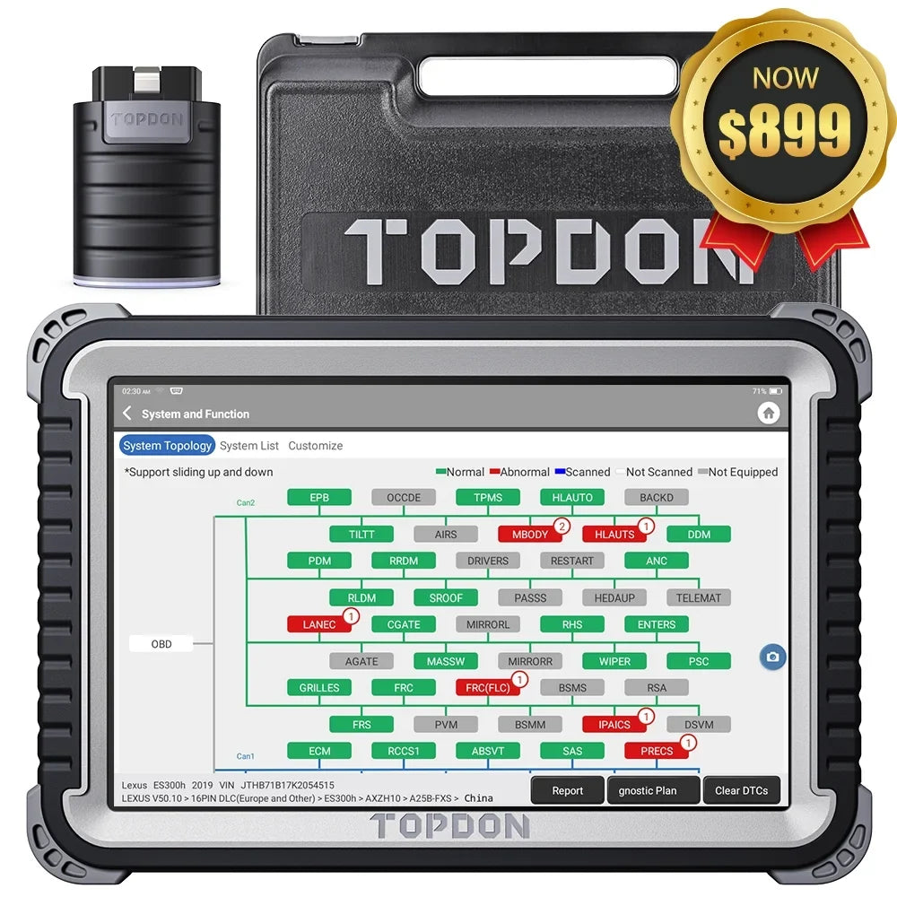 Car Diagnostic Sizecan Tool TOPDON Phoenix Plus OBD2 Sizecanner Bi-directional Advanced ECU Coding, Key Matching,34 Reset Sizeervices