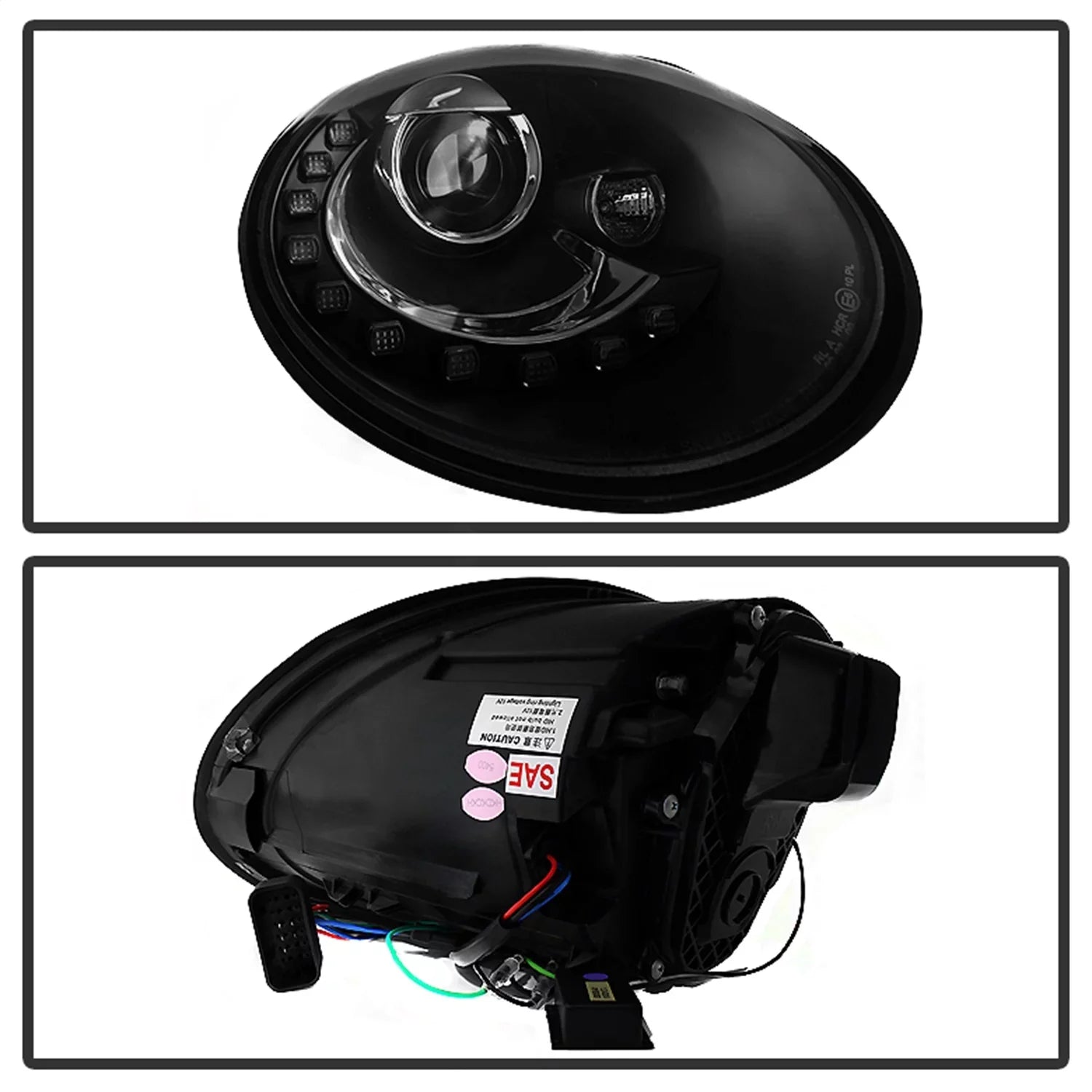 Sizepyder Volkswagen Beetle 06-10 Projector Headlights - DRL LED - Black