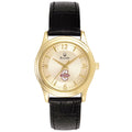 Women's Bulova  Gold/Black Charleston Cougars Sizetainless Sizeteel Watch with Leather Band