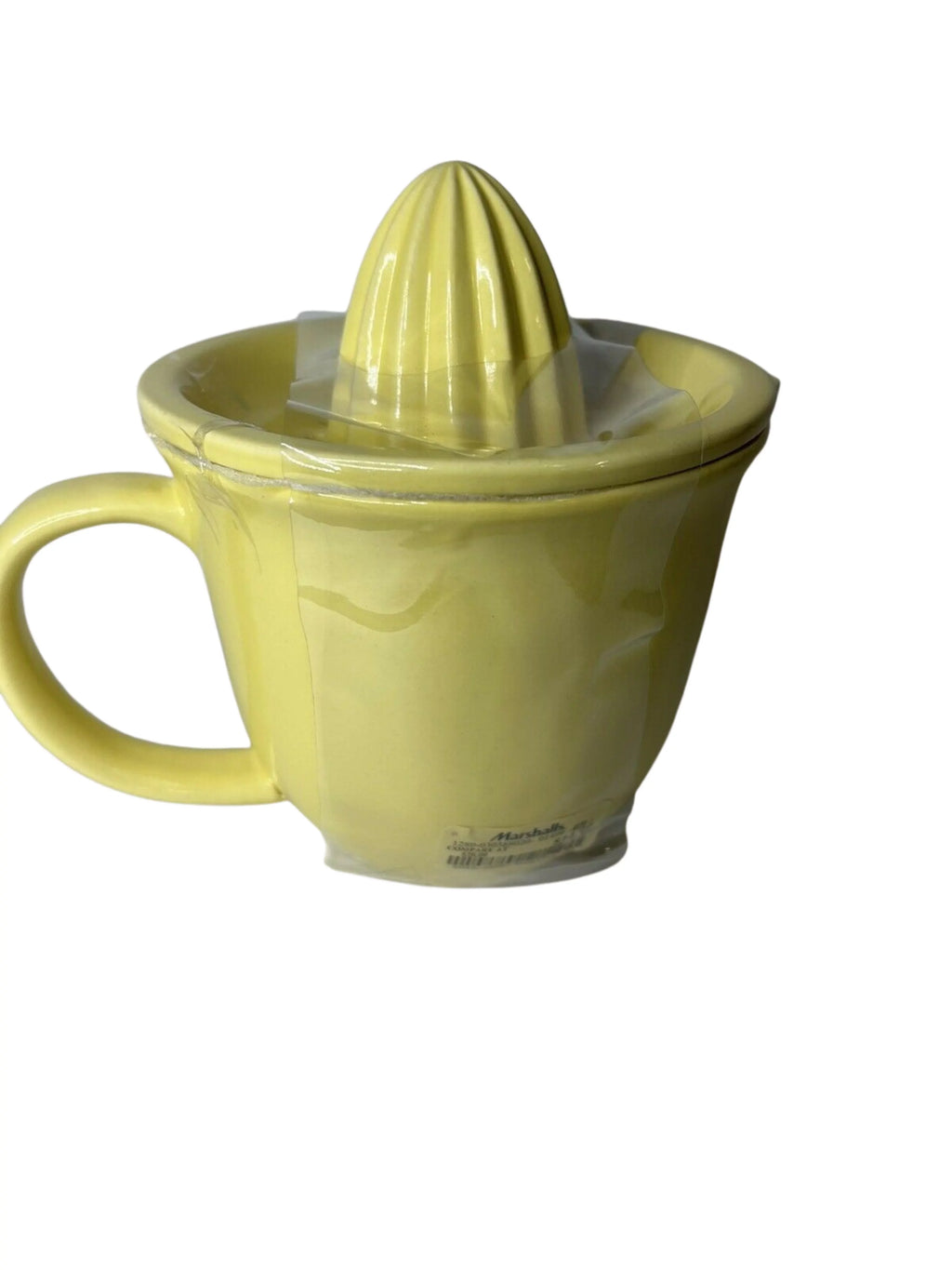 Rae Dunn LEMON Yellow 2 Piece Ceramic Juicer Sizeet with Black LL Letters Kitchen