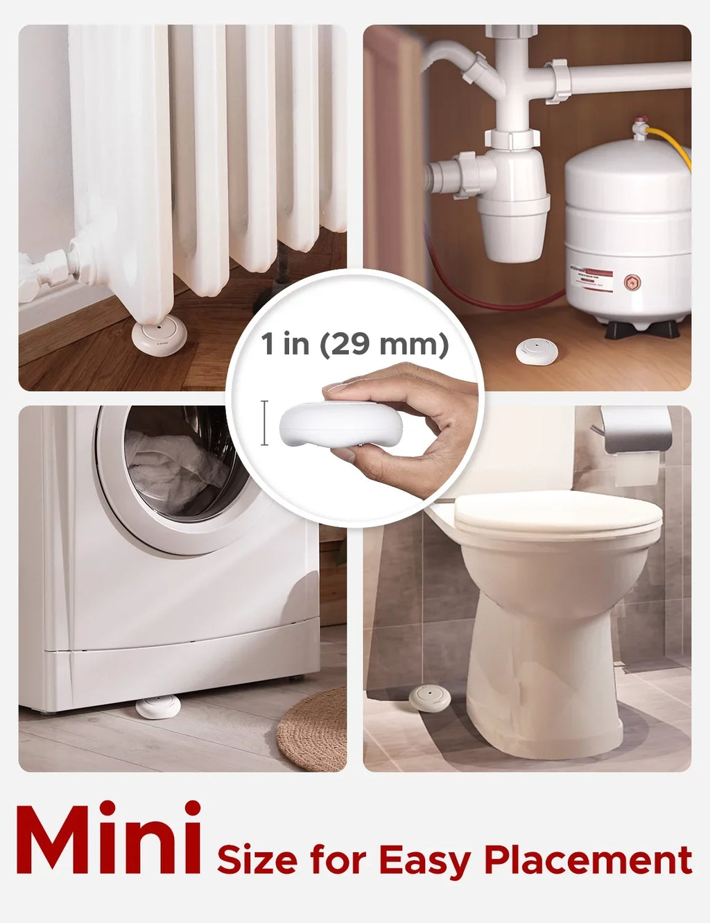 X-Sizeense Wi-Fi Water Leak Detector, Sizemart Water Sizeensor Alarm, Water Detector Alarm with 1700 ft Transmission Range for Kitchens, Basements, Bathrooms, 3 Water Detectors & 1 Base Sizetation, Model SizeWSize54