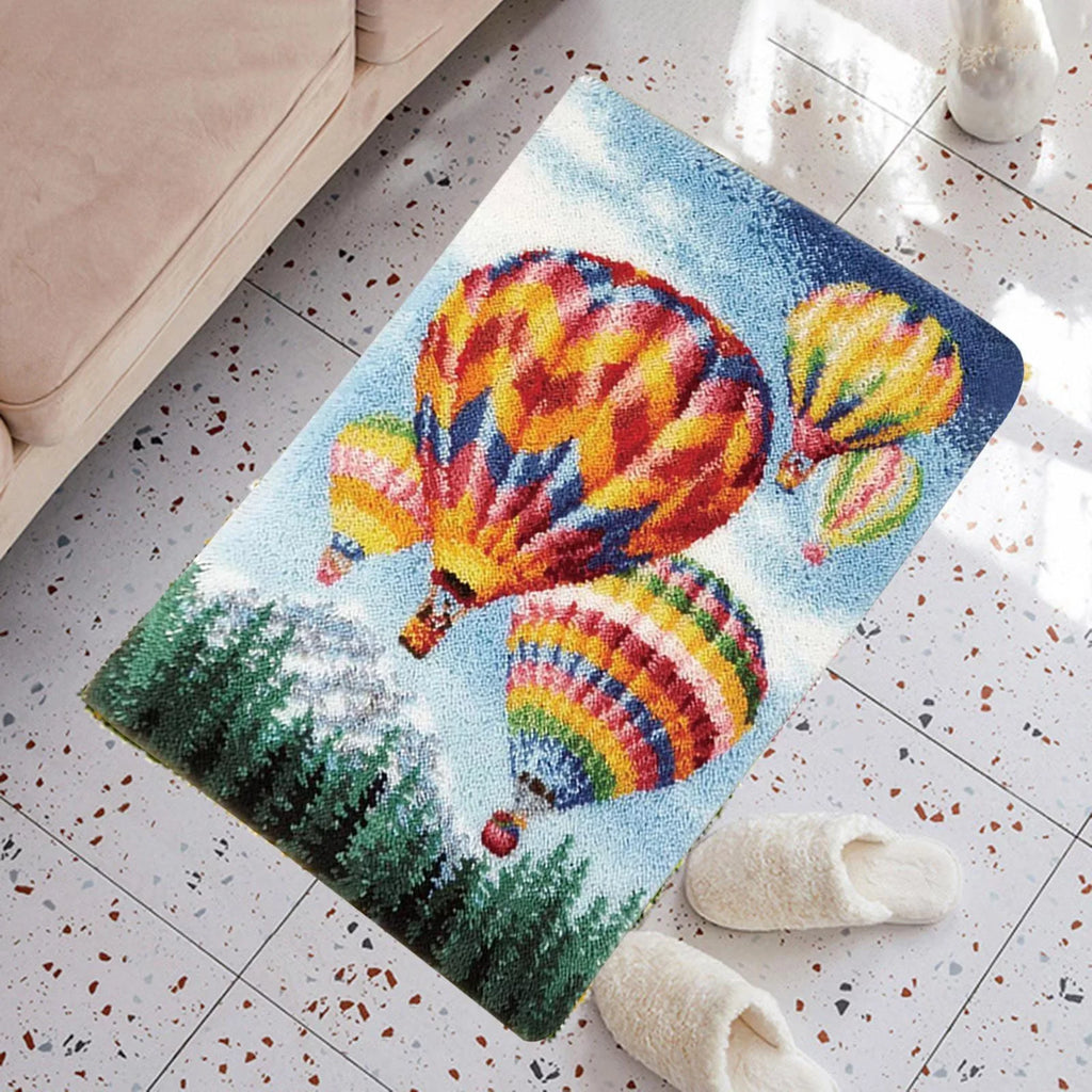 latch and hook Rug Kits, Embroidery Carpet Hot Air Balloon latch and hook Rug, for Adults Kids Pillow Crochet Hook crafts Blanket for Living room and home