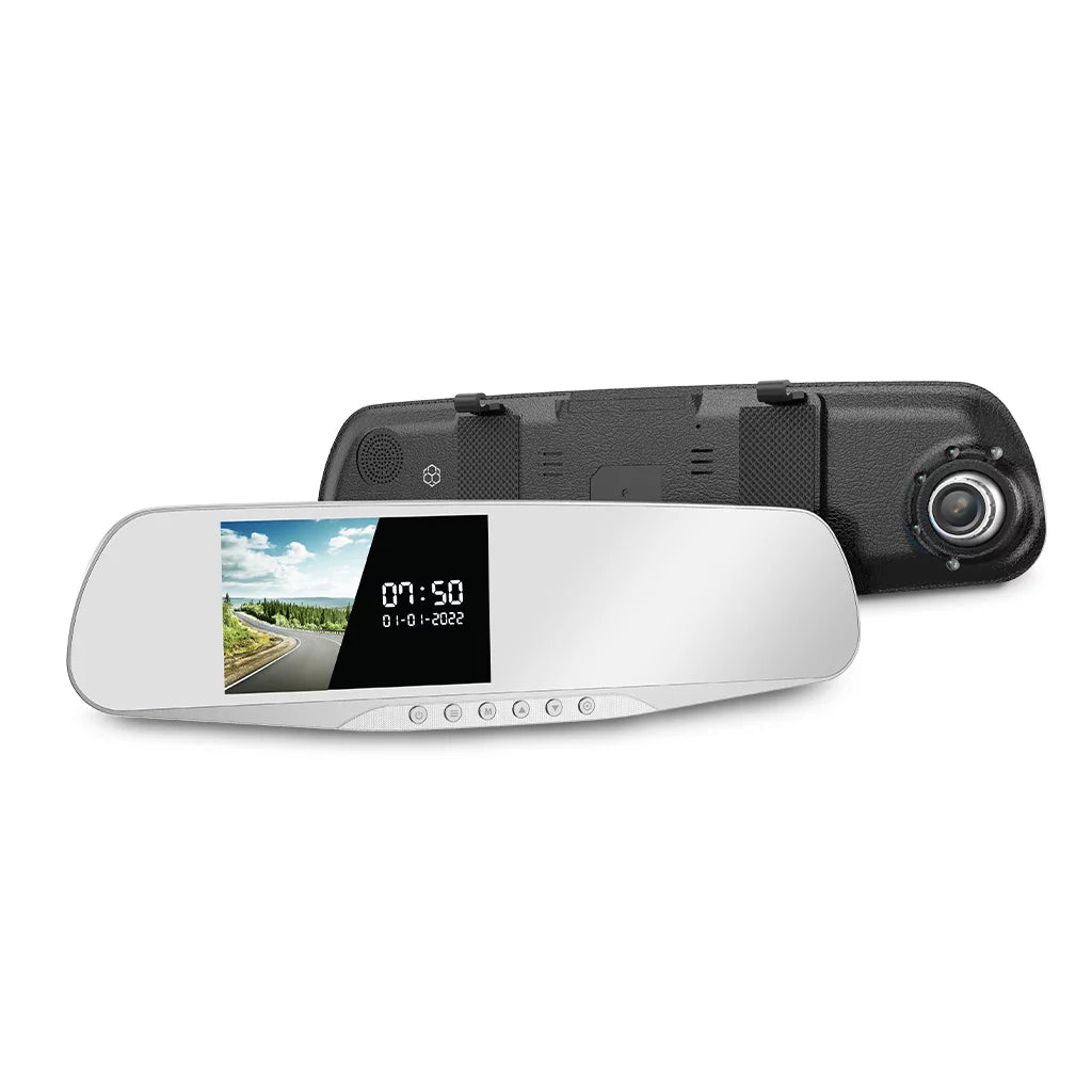 YADA Mirror Roadcam 1080P FHD Dash Cam and Rear View Mirror 2-in-1, 4.5" LCD Sizecreen, Mounts onto Existing Rear-View Mirror, Sizeilver
