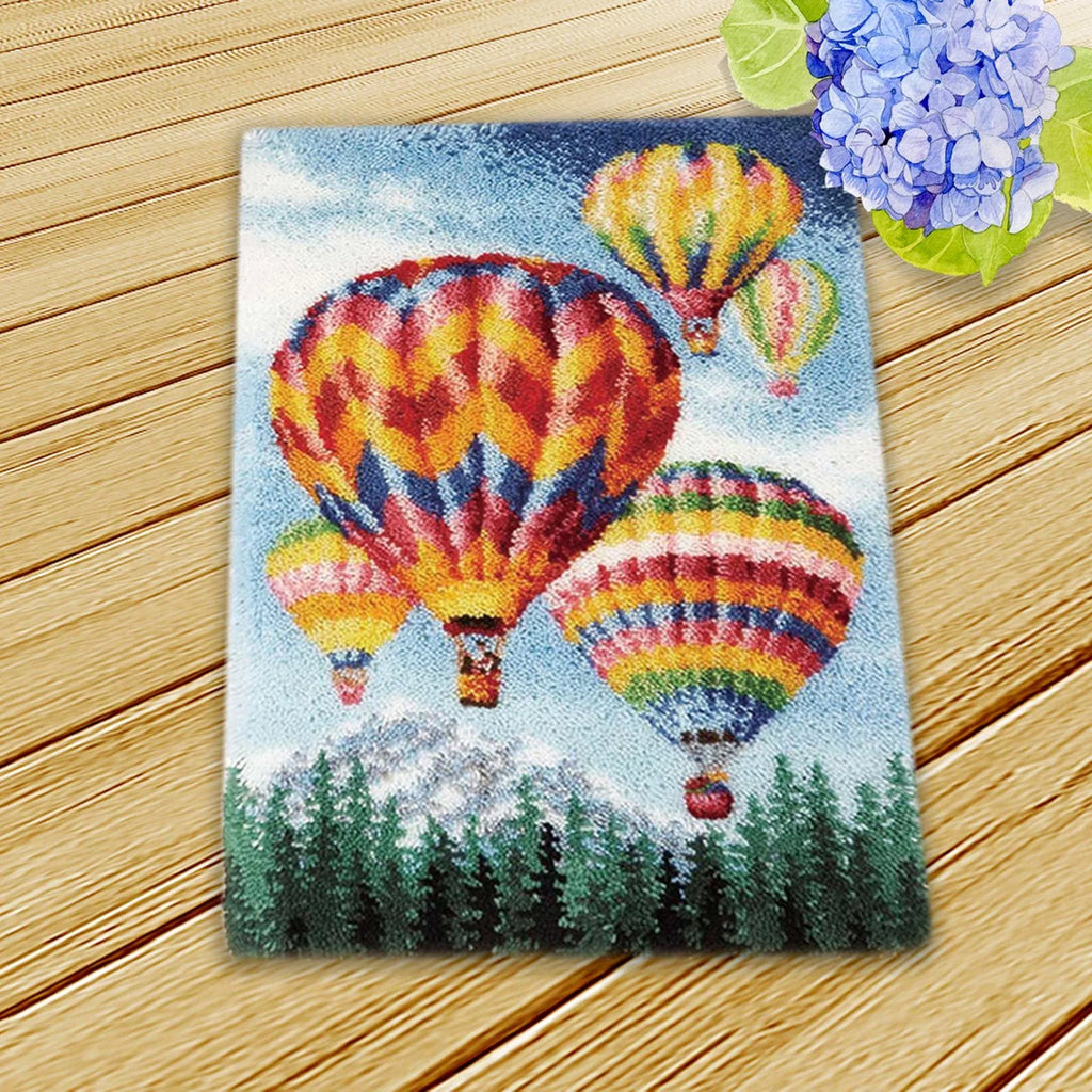 latch and hook Rug Kits, Embroidery Carpet Hot Air Balloon latch and hook Rug, for Adults Kids Pillow Crochet Hook crafts Blanket for Living room and home