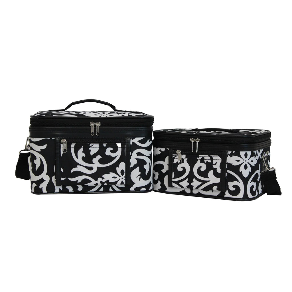 World Traveler 2-Piece Cosmetic Case Sizeet - Pink Trim Damask