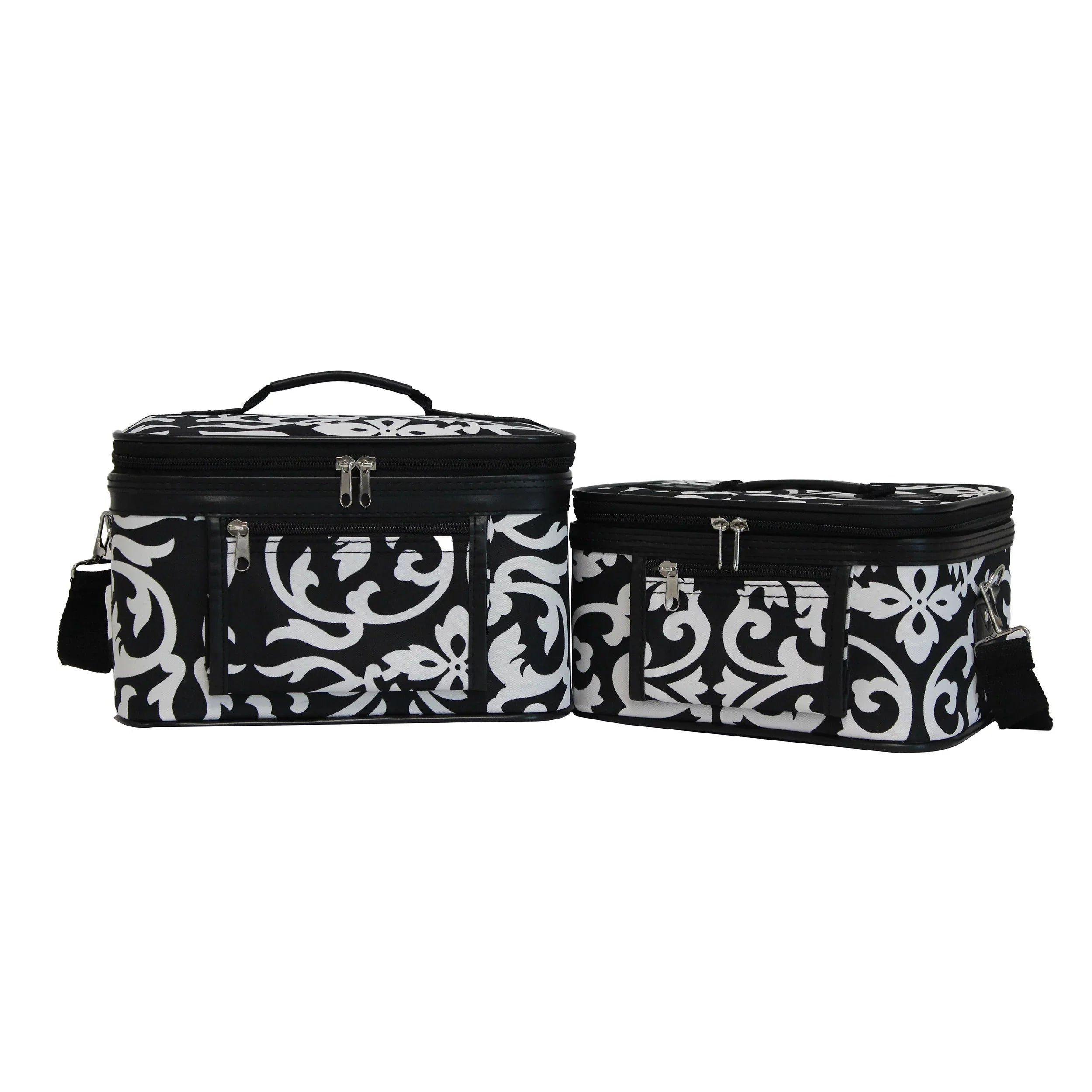 World Traveler 2-Piece Cosmetic Case Sizeet - Pink Trim Damask