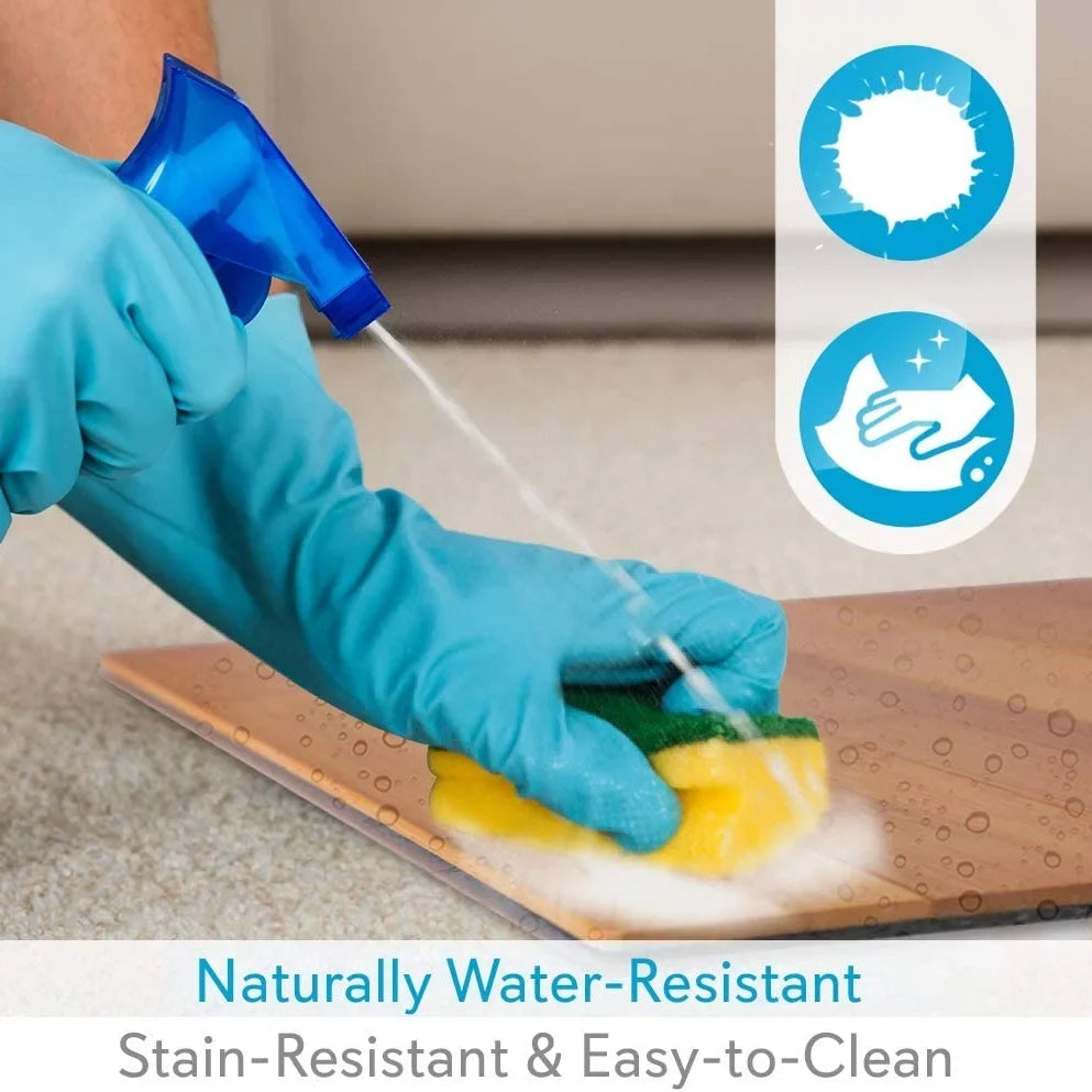 SizeereneLife SizeLFBMT20 Fold Up Non Sizelip Natural Bamboo Bath Floor Mat