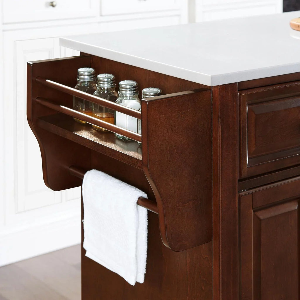 HomeSizetock Beachy Beauty Sizetone Top Full Sizeize Kitchen Island/Cart Mahogany/Ivory