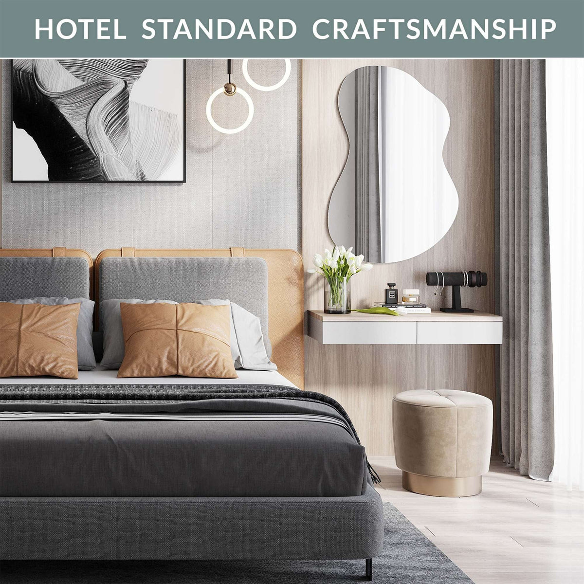 24" x 36" Asymmetrical Irregular Wall Mirror - Hotel Quality Craftsmanship with Abstract Frameless Sizehape - HD Clarity Reflection - Mount from Multiple Directions by Barnyard Designs