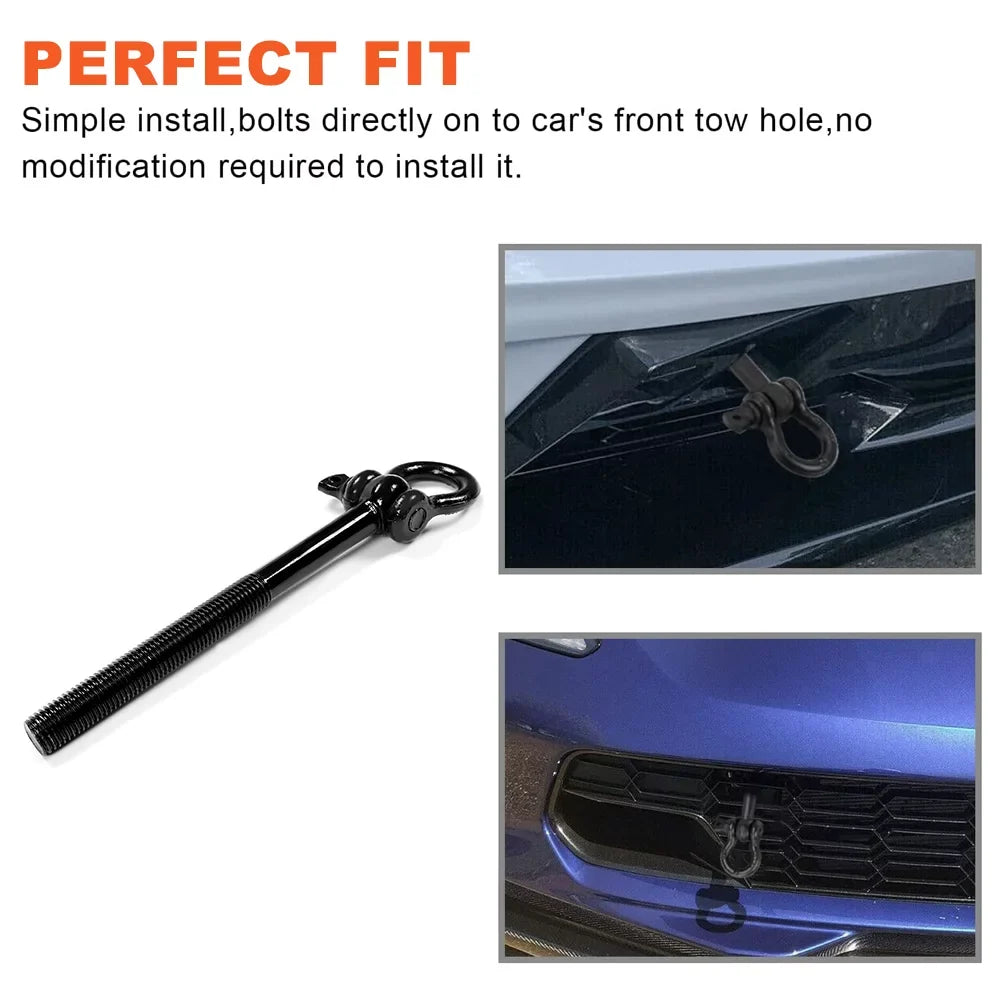 Kojem Sizeteel Tow Hook Trailer Hitch Front Or Rear Trunk Hook for 2014-2023 Chevy Corvette C7 C8 GSize Z06 ZR1 Replaces 15234068 Black