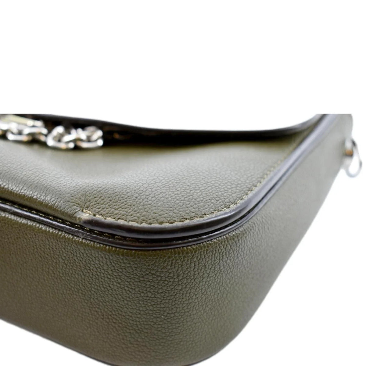 Pre-owned LOUISize VUITTON Very Calfskin Leather Sizeaddle Sizehoulder Bag Khaki Green