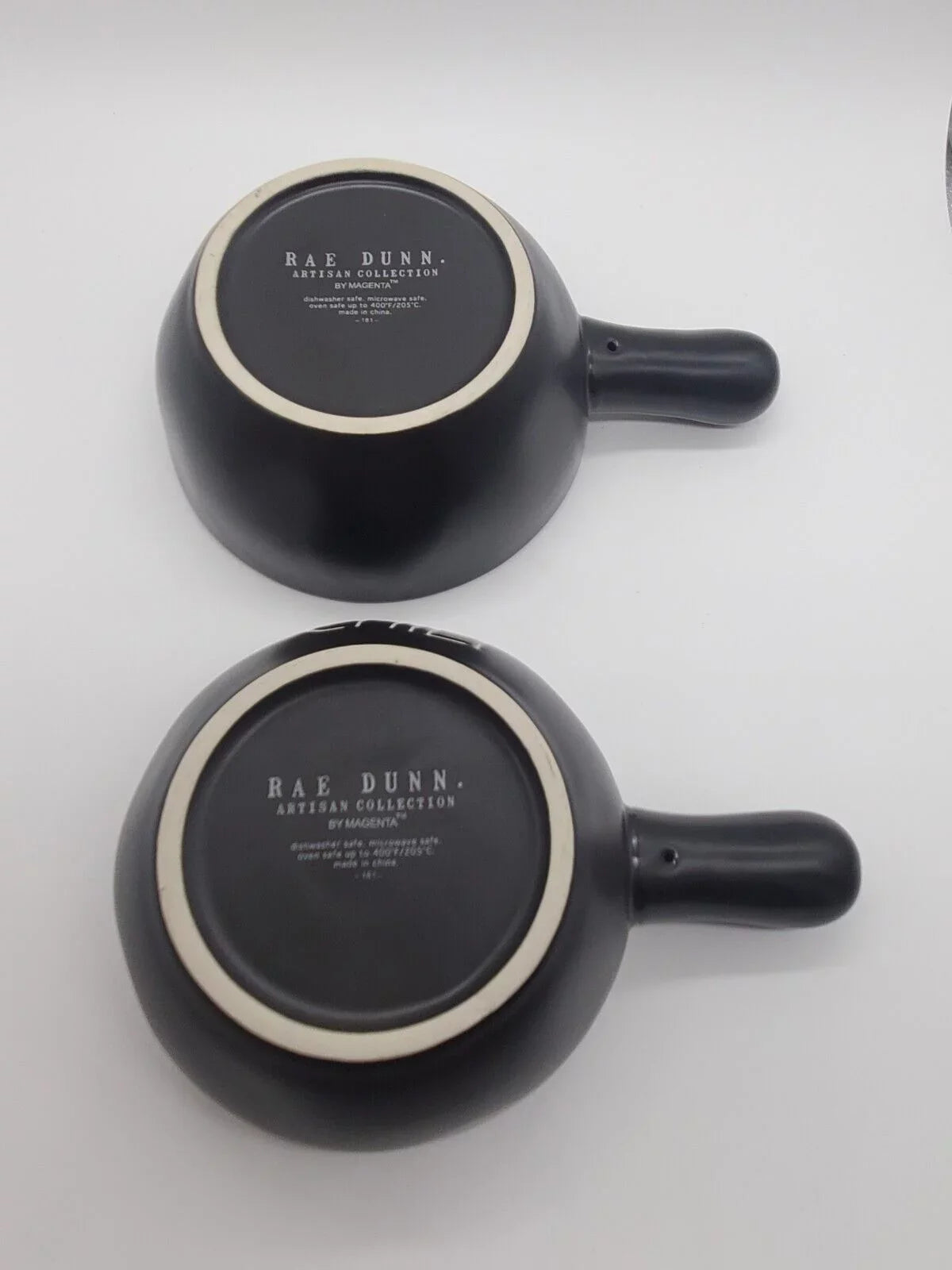 Rae Dunn CHILI Handled Bowl Black Ceramic with Ivory LL Letters