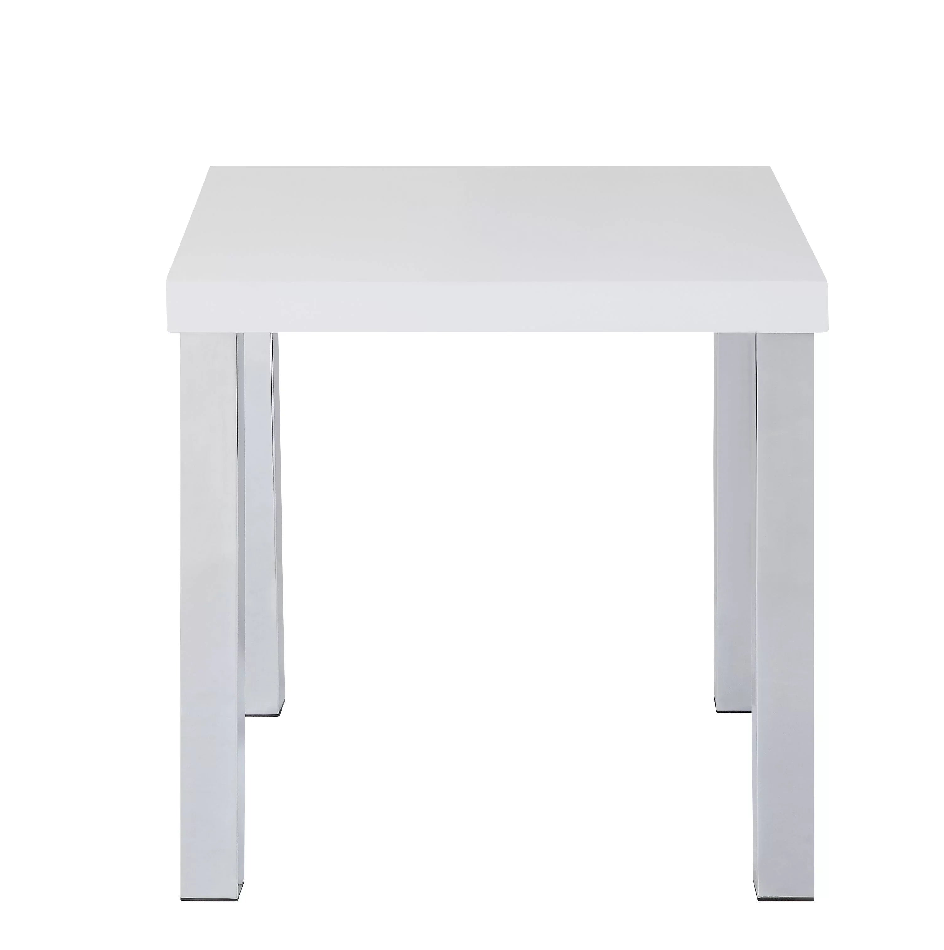 ACME Harta End Table, Ivory High Gloss & Chrome 82332