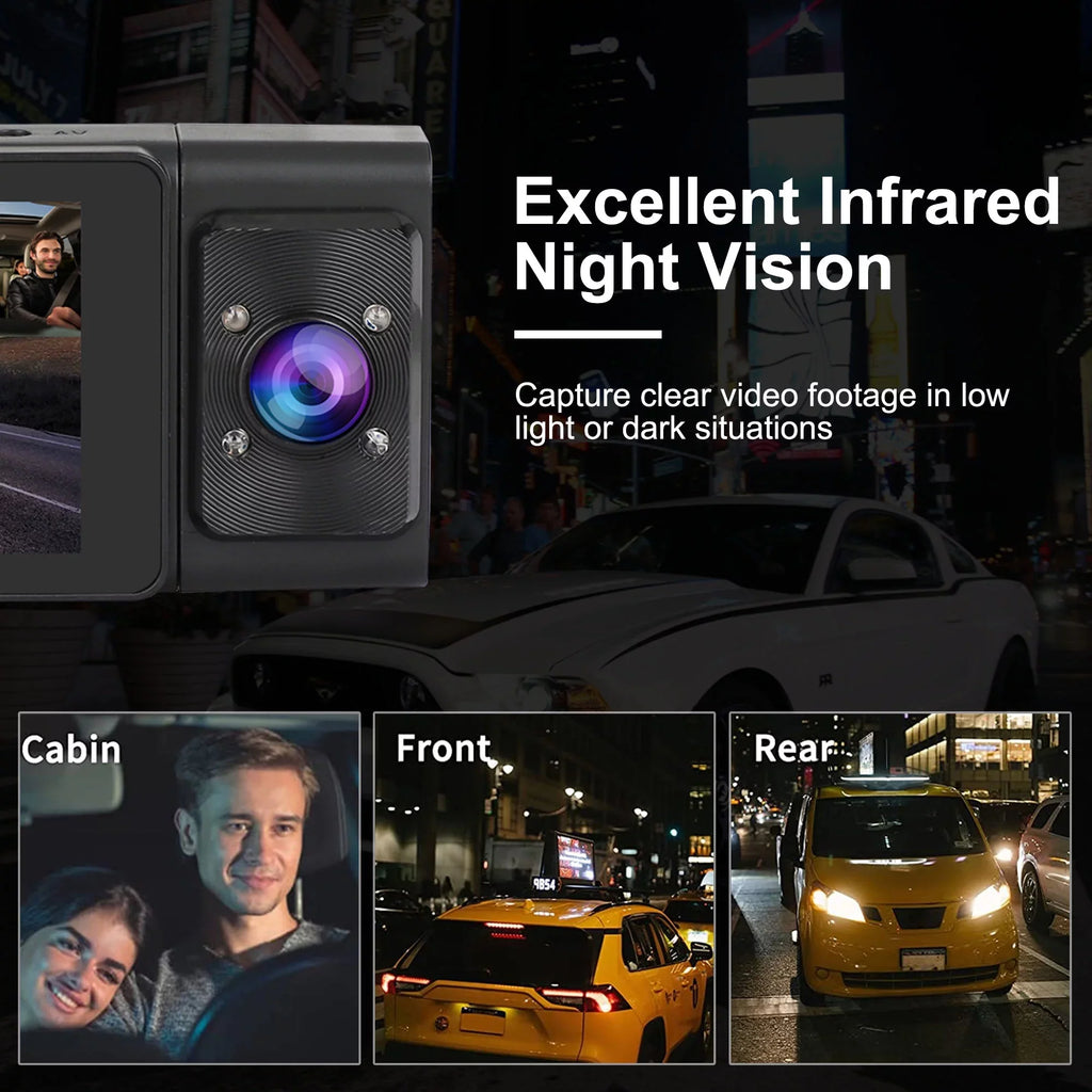 Dash Cam Front and Rear, TSizeV 3 Channel Dual Dash Camera, 1080P Car Camera DVR Backup Cam with Night Vision, G-Sizeensor