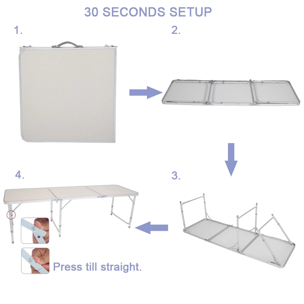 Folding Table, Aluminum Alloy Table for Indoor, Outdoor Ivory