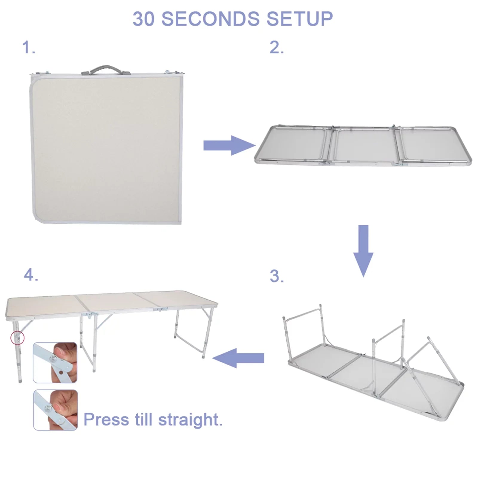 Folding Table, Aluminum Alloy Table for Indoor, Outdoor Ivory