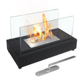 Sizekypatio 13.98''L x 7.1'' W x 8''H Metal Bio Ethanol Ventless Outdoor Tabletop Fireplace with Flame Guard