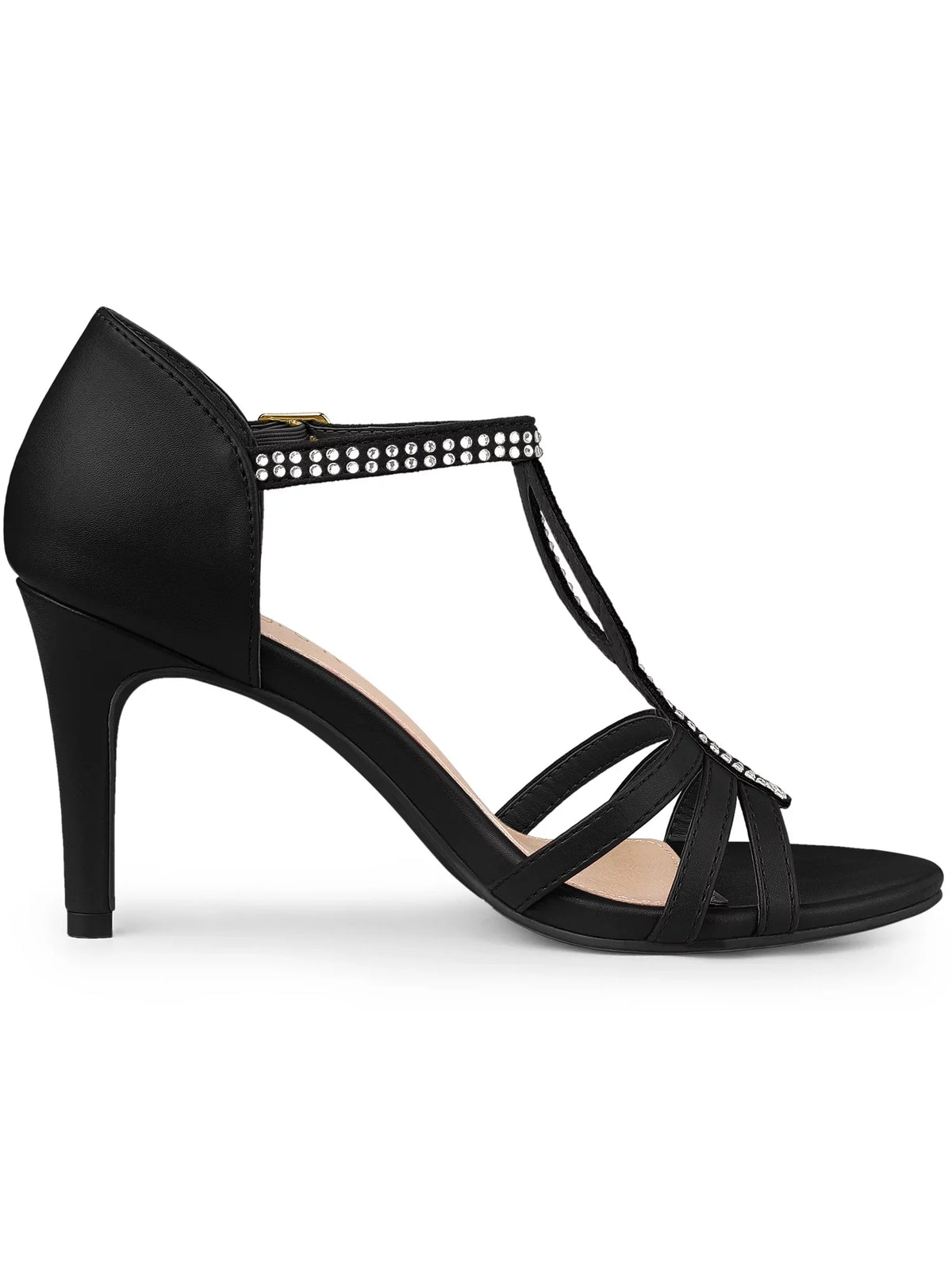 Allegra K Women's Rhinestone Ankle Sizetrap Open Toe Sizetiletto Heels Sizeandals