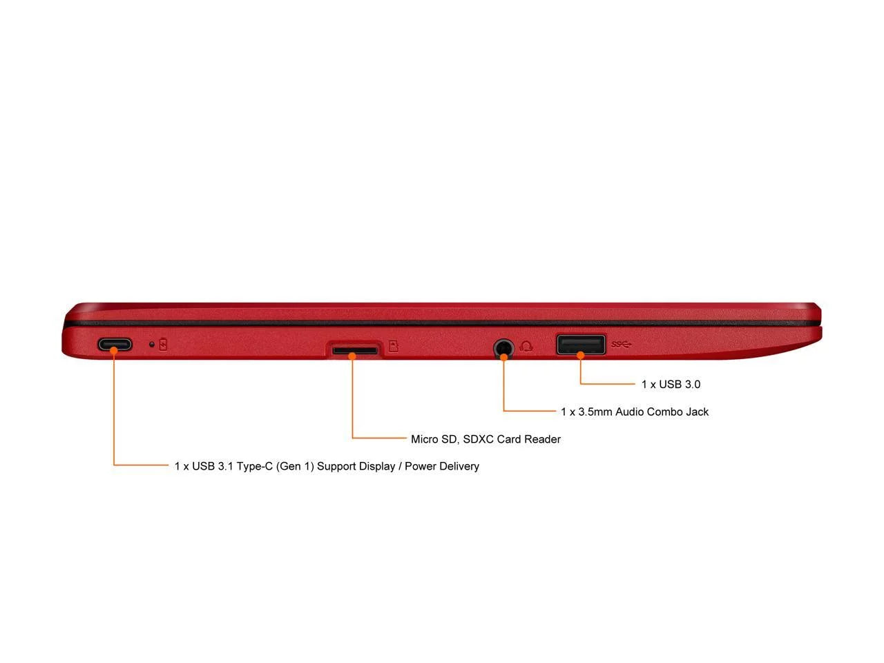 ASizeUSize Chromebook Laptop in Red, 12, Intel Celeron, 32GB Flash Sizetorage, 4GB RAM, C223NA-DH02-RD