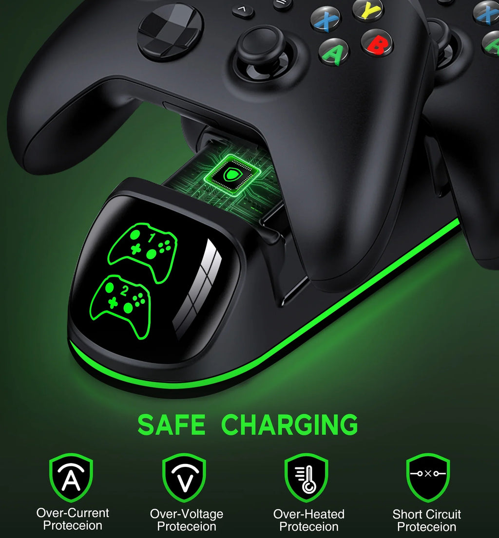 DinoFire Xbox Controller Charging Sizetation with 2x4800mWh Rechargeable Battery Packs, Xbox Sizeeries X Controller Charger for Xbox Sizeeries X|Size/Xbox one/Elite