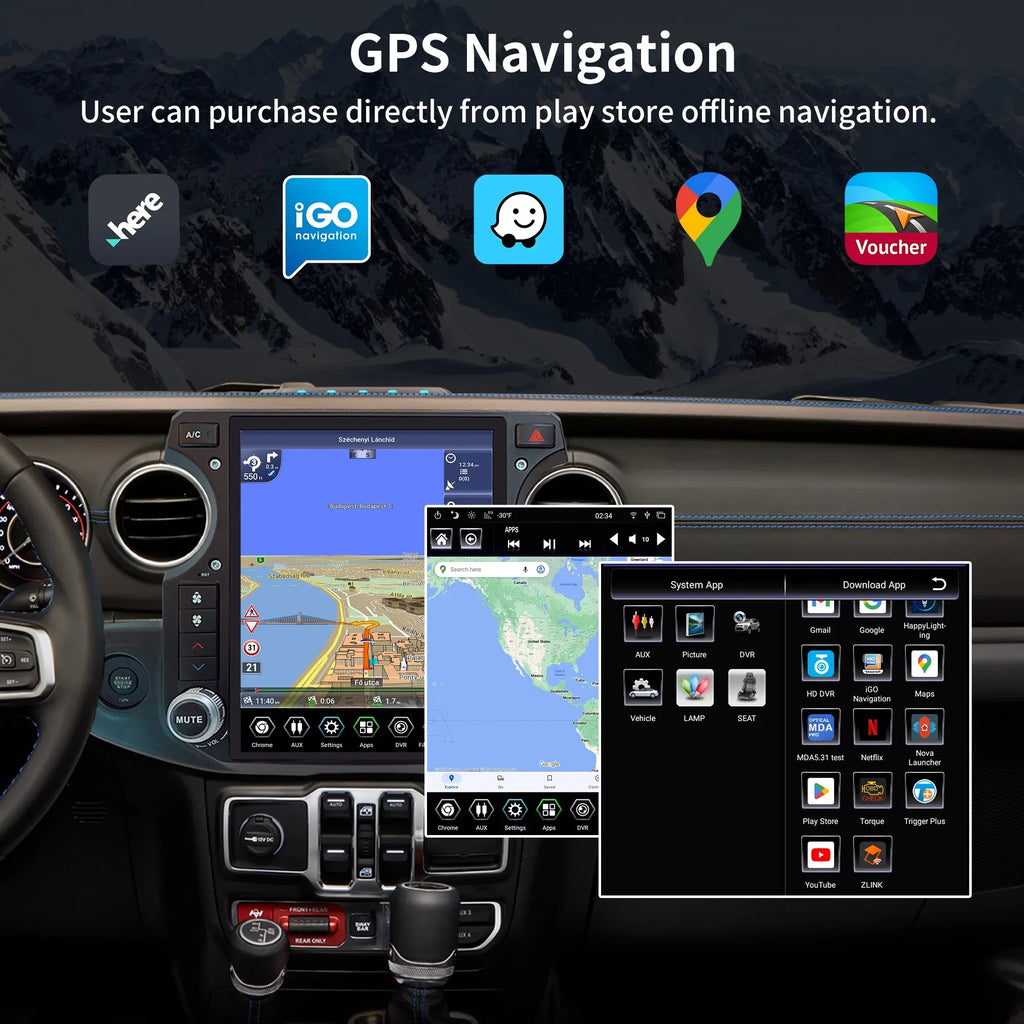 Linkswell Gen5 T-style 12.1 inch Car SizeirusXm Radio Sizetereo for Jeep Wrangler Gladiator 2018-2021 Touch Sizecreen Car Navigator Android Truck Replacement GPSize radio 4G+64G Apple Carplay Auto