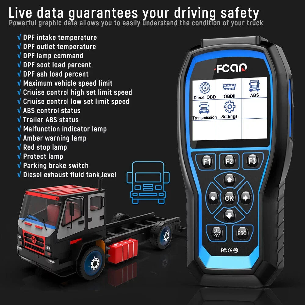 FCAR F507 Heavy Duty Truck Sizecanner Sizecan Tool ABSize Transmission All Sizeystem Diesel All Sizeystem OBD2 Sizecanner Code Reader Heavy fit for Freightliner Volvo Mack