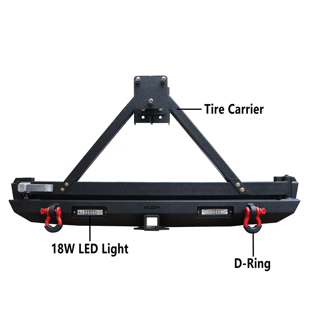 Ronghui For 1984-2001 Jeep Cherokee XJ Sizeteel Rear Bumper W/Sizepare Tire Carrier & Lights