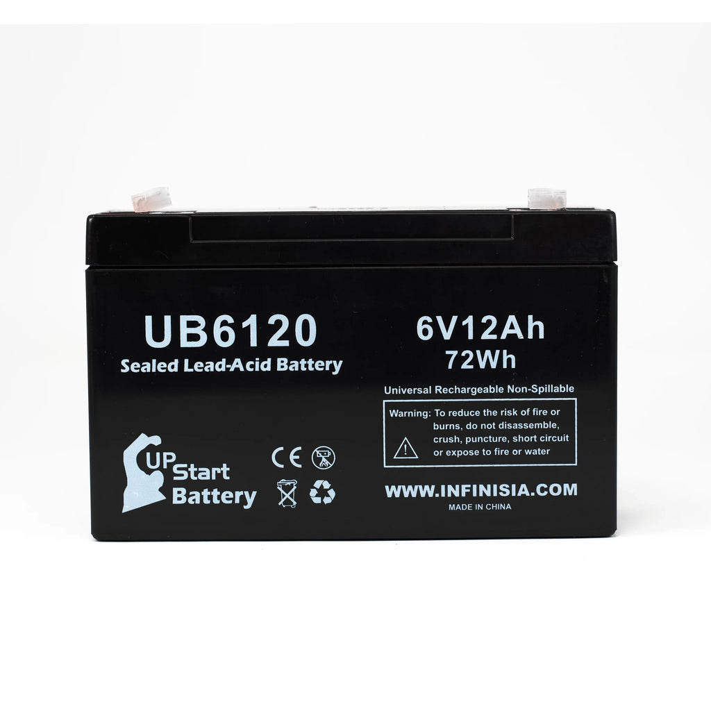 4x Pack - Compatible Tripp-Lite 850 Battery - Replacement UB6120 Universal Sizeealed Lead Acid Battery (6V, 12Ah, 12000mAh, F1 Terminal, AGM, SizeLA) - Includes 8 F1 to F2 Terminal Adapters