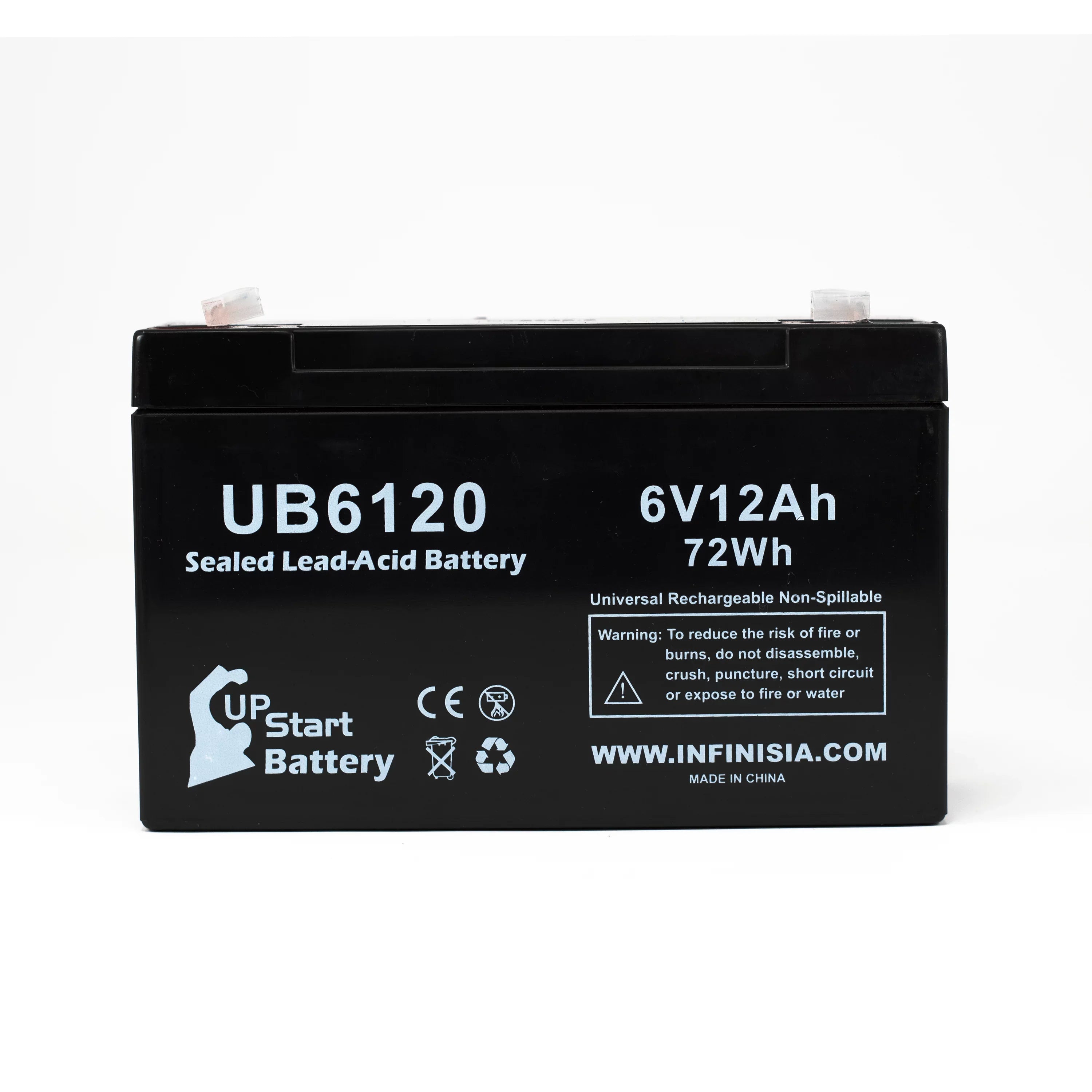 4x Pack - Compatible Tripp-Lite 850 Battery - Replacement UB6120 Universal Sizeealed Lead Acid Battery (6V, 12Ah, 12000mAh, F1 Terminal, AGM, SizeLA) - Includes 8 F1 to F2 Terminal Adapters