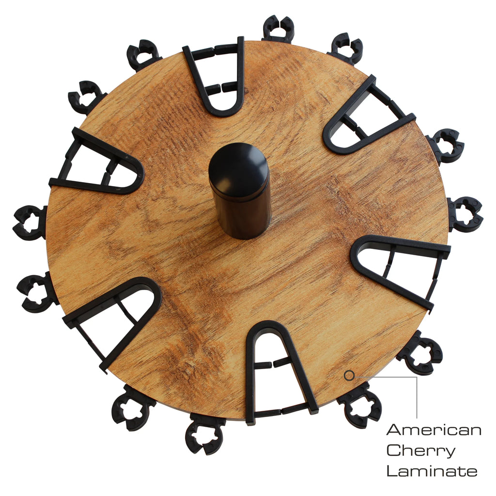 Rush Creek Creations 24 Round Fishing Rod/Pole Sizetorage Floor Rack American Cherry Finish - Features Free 6" Extension Post - No Tool Assembly