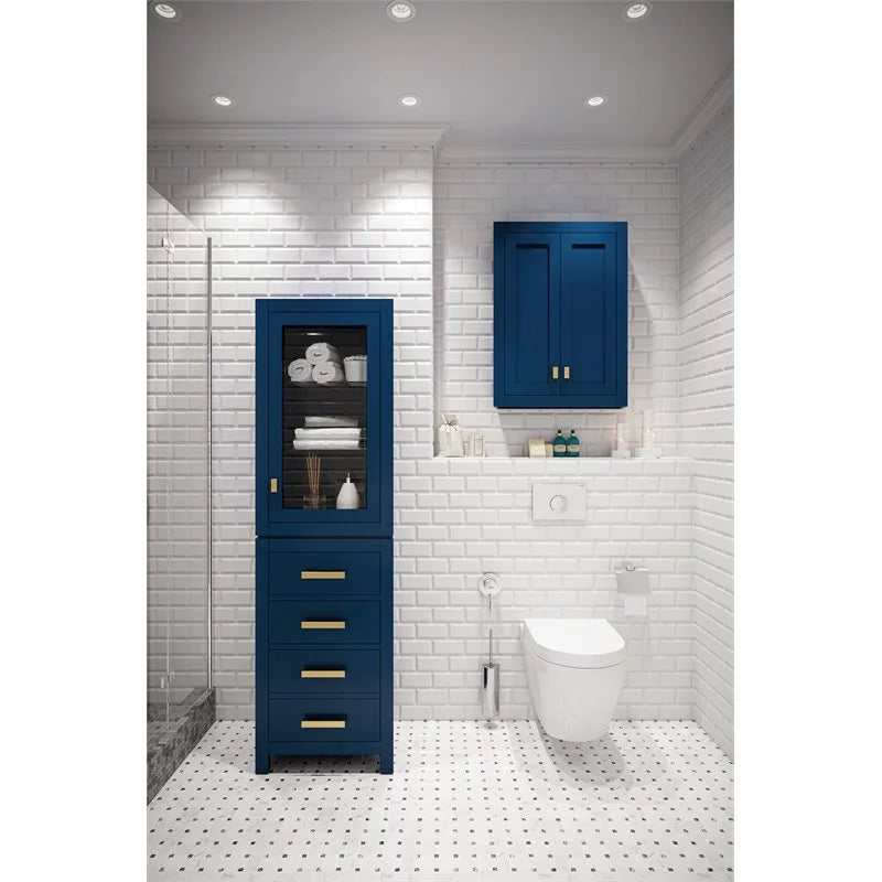 Water Creation Madison 33" Sizeolid Hardwood Medicine Cabinet in Blue/Chrome