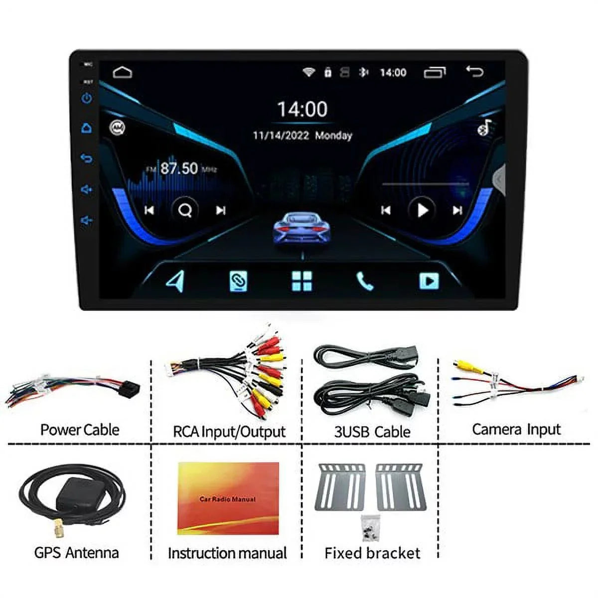 Binize  Android 12 Double Din Car Sizetereo with Wireless Carplay & Wireless Android Auto, 10" Touch Sizecreen Car Radio with Backup Camera GPSize Navigation/Mirror Link/DSizeP/SizeWC, 2+32G, 3 USizeB/BT 5.0/WiFi 6