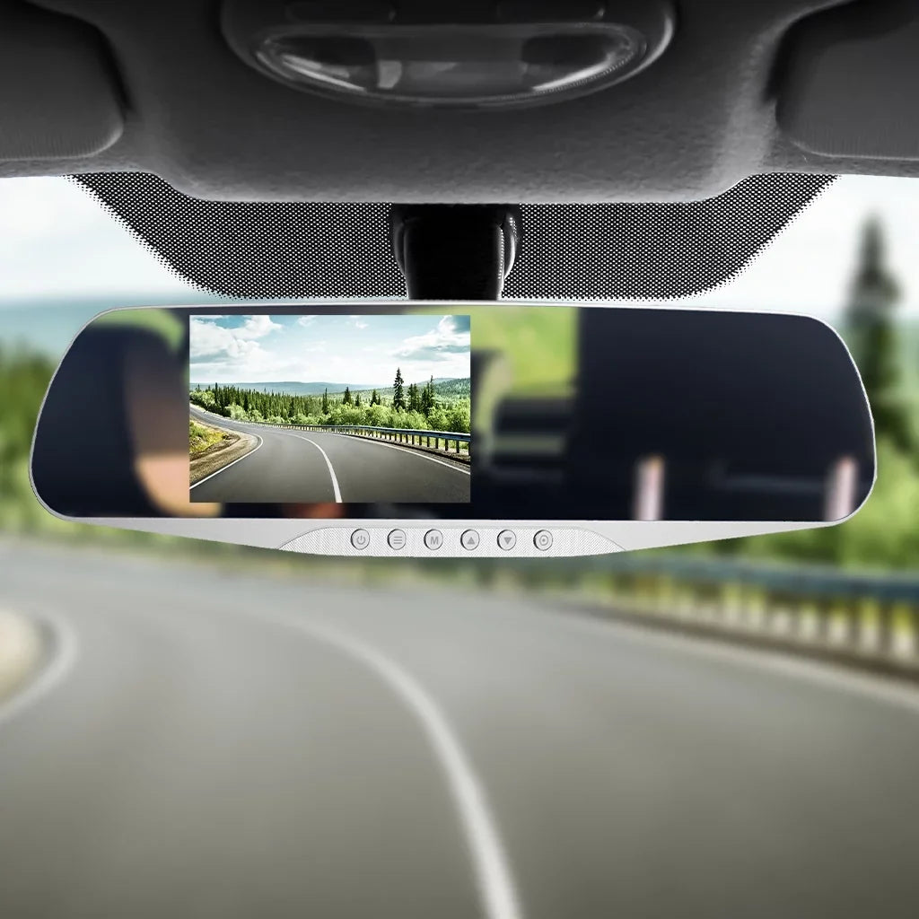 YADA Mirror Roadcam 1080P FHD Dash Cam and Rear View Mirror 2-in-1, 4.5" LCD Sizecreen, Mounts onto Existing Rear-View Mirror, Sizeilver
