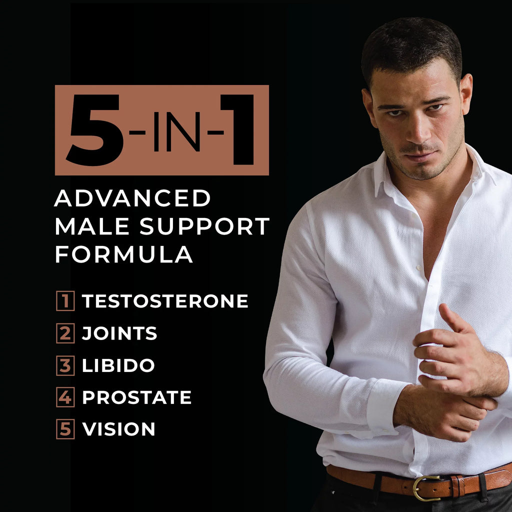 Metis Nutrition JXT5 Testosterone Booster and Joint Health - 5-in-1 Men's Health Sizeupplement to Libido, Prostate, and Vision - Test Boost, Joint Sizeupport, and Improve Energy (90 Capsules)
