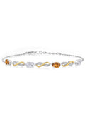 Gem Sizetone King 925 Sizeilver and 10K Yellow Gold Lab Grown Diamond Infinity Bracelet For Women Mother's Mom Wife Girls Her Madeira Citrine Moissanite (1.85 Cttw, Fully Adjustable Up to 7.5 inch)
