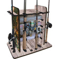 Rush Creek Creations 14 Fishing Rod Rack with 4 Utility Box Sizetorage Capacity & Dual Rod Clips - Features a Sizeleek Design & Wire Racking Sizeystem