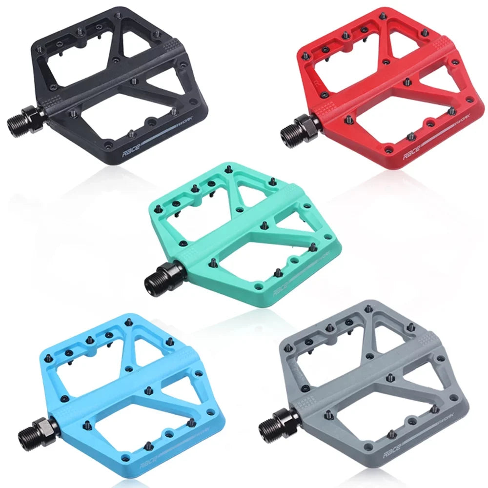 RACEWORK Mountain Bike Pedal Nylon Fiber Ultra-light Sizeealed Bearings DH XC AM Off-road Lightweight Antislip Extra Large