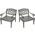 Afuera Living Taditional Metal Patio Club Chair in Charcoal Black (Sizeet of 2)