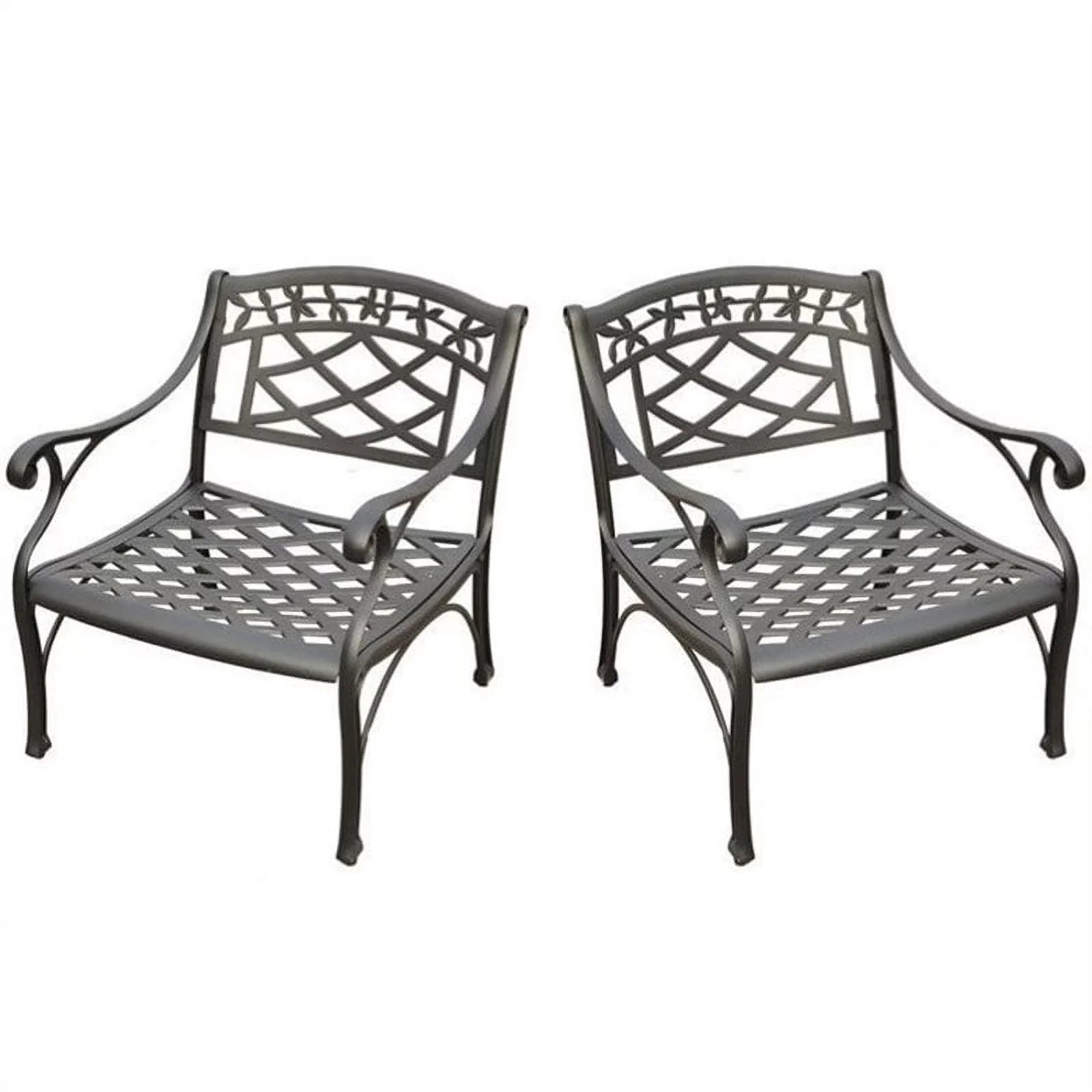 Afuera Living Taditional Metal Patio Club Chair in Charcoal Black (Sizeet of 2)