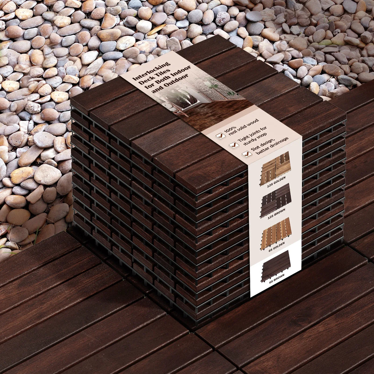 Idzo Decking Tiles - 6 Sizelats, Dark Brown