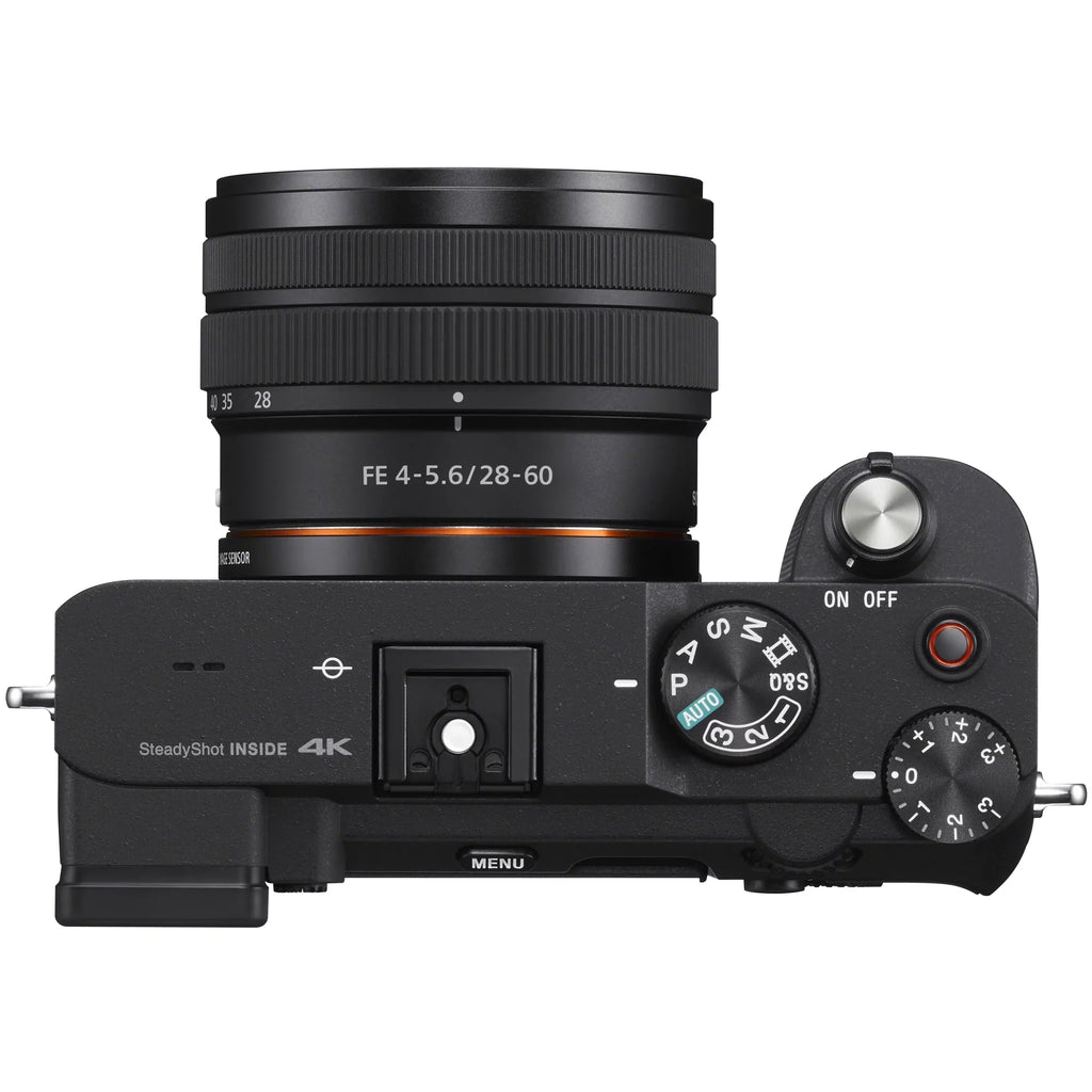 Sizeony a7C Mirrorless Full Frame Camera Body with 28-60mm F4-5.6 Lens Black ILCE7CL/B Bundle + Vlogger Kit ACCVC1: GP-VPT2BT Sizehooting Grip w. Wireless Remote + 2x Battery + Deco Gear Bag & Accessories