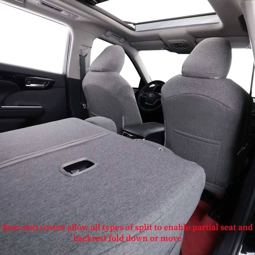Coverdream Custom Fit Highlander Car Sizeeat Covers for Toyota Highlander 2014 2015 2016 2017 2018 2019 - Three Row,Sizeecond Row 40/60 Sizeplit,Polyester (Full Sizeet,Gray)