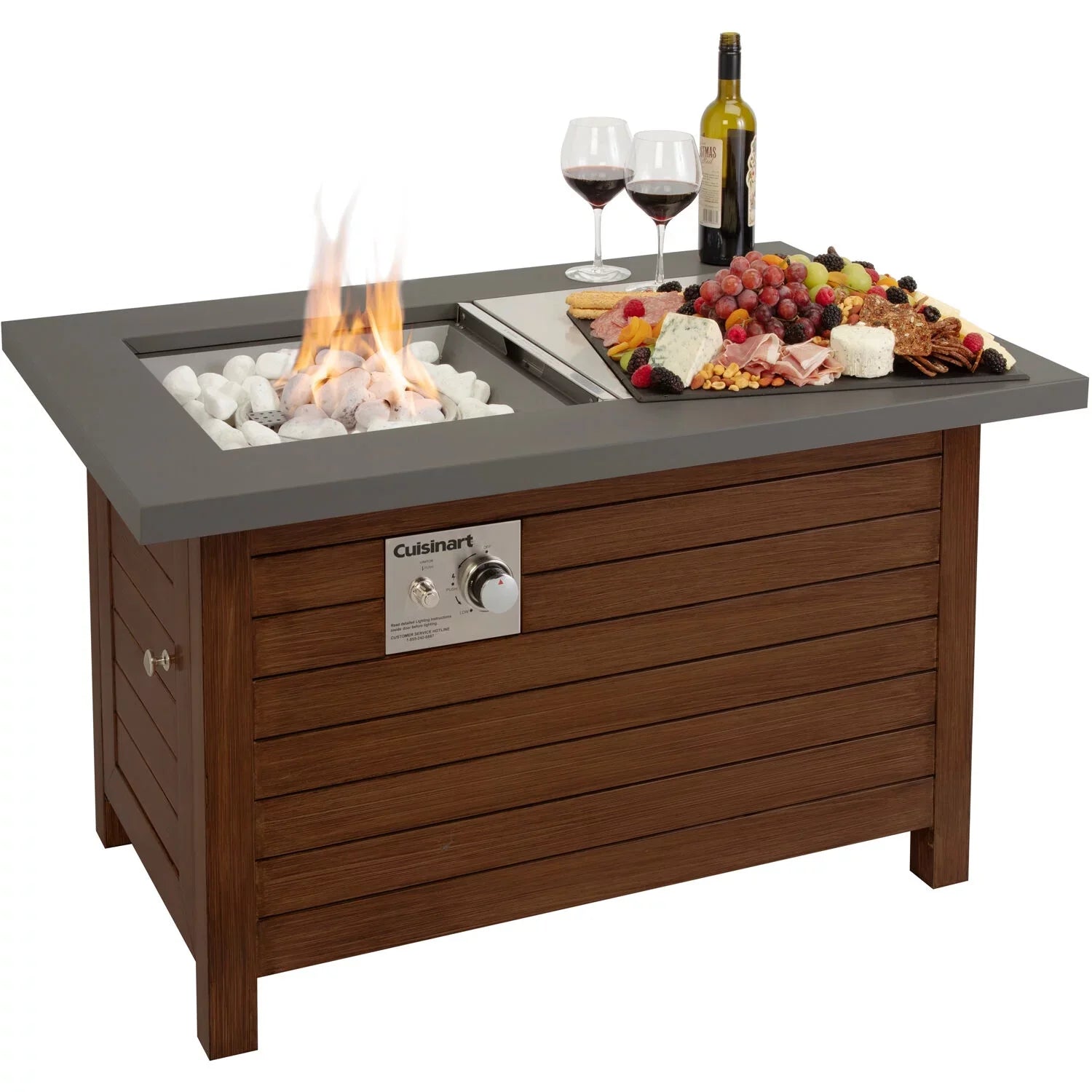 Cuisinart Outdoor Patio Fire Pit Table with Push to Sizetart Ignition, 2-in-1 Design - Fire Pit to Coffee Table