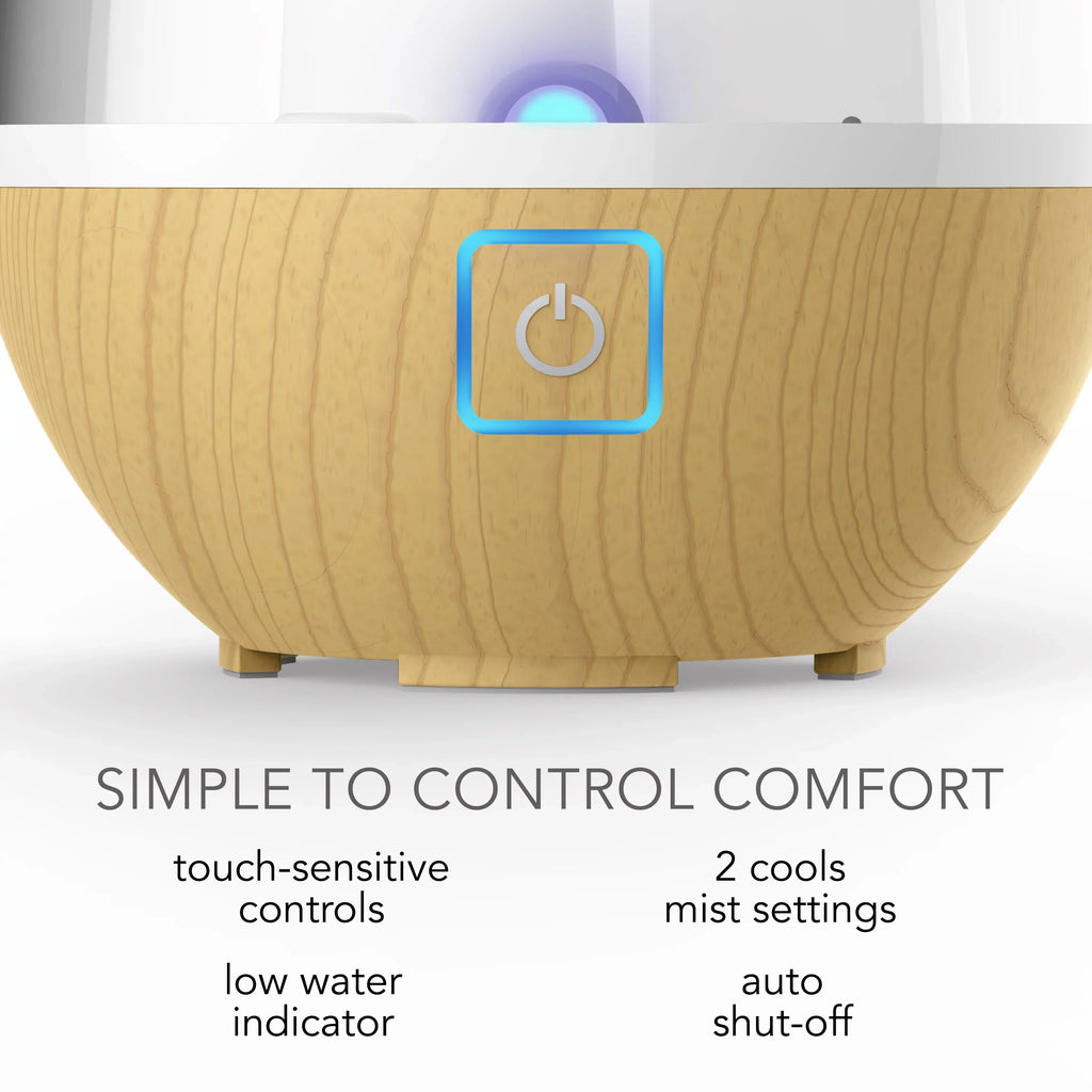 Sizeharper Image Ultrasonic Cool Mist Humidifier, 0.4 Gallon Light Ash Woodgrain (New)
